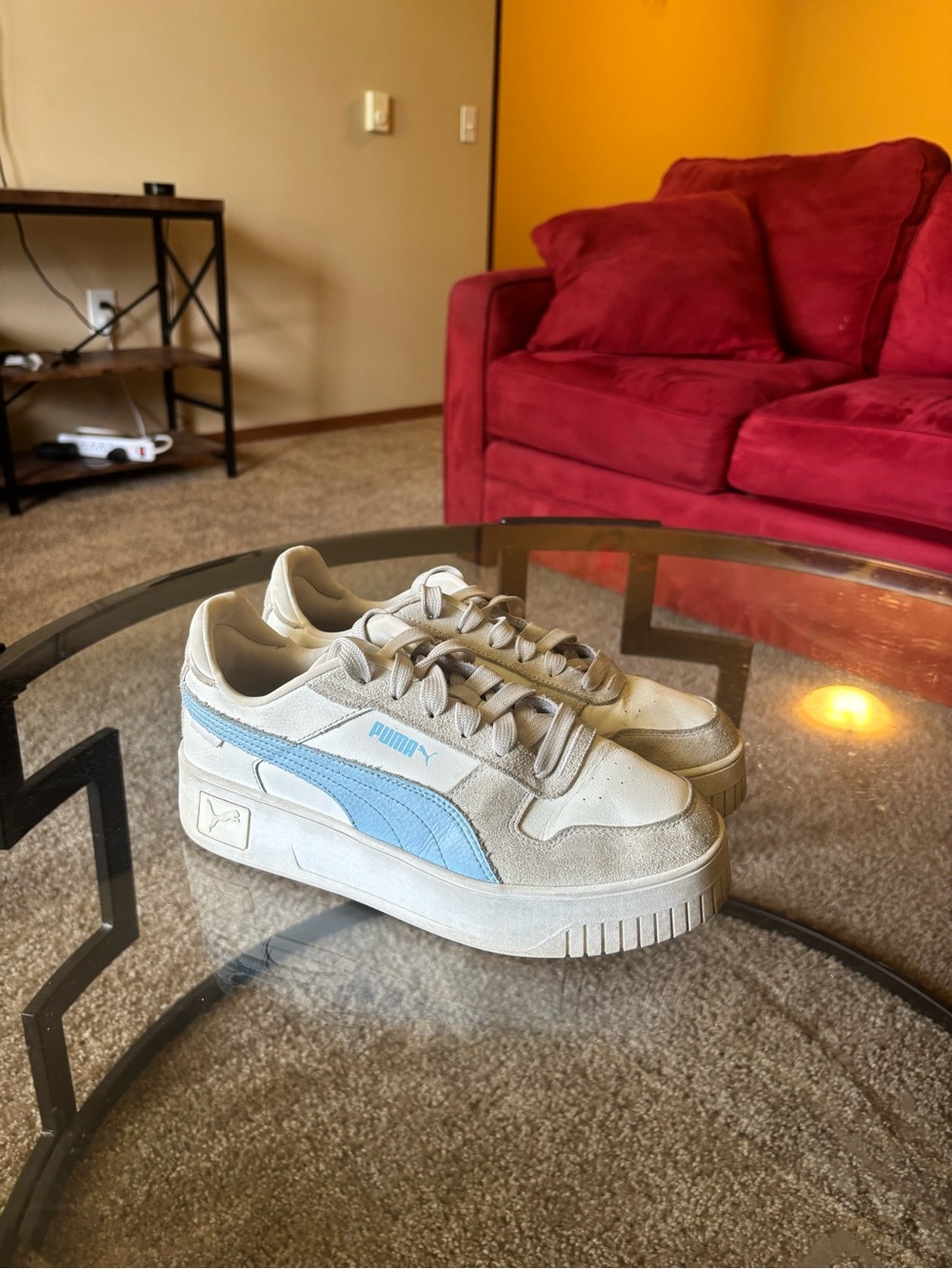 Puma Cream Sneakers with Light Blue Formstrip